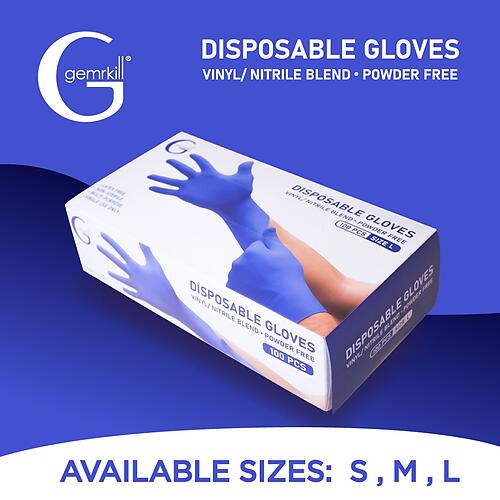 Disposable Gloves Vinyl / Nitrile Blend, Powder Free (S, M & L)